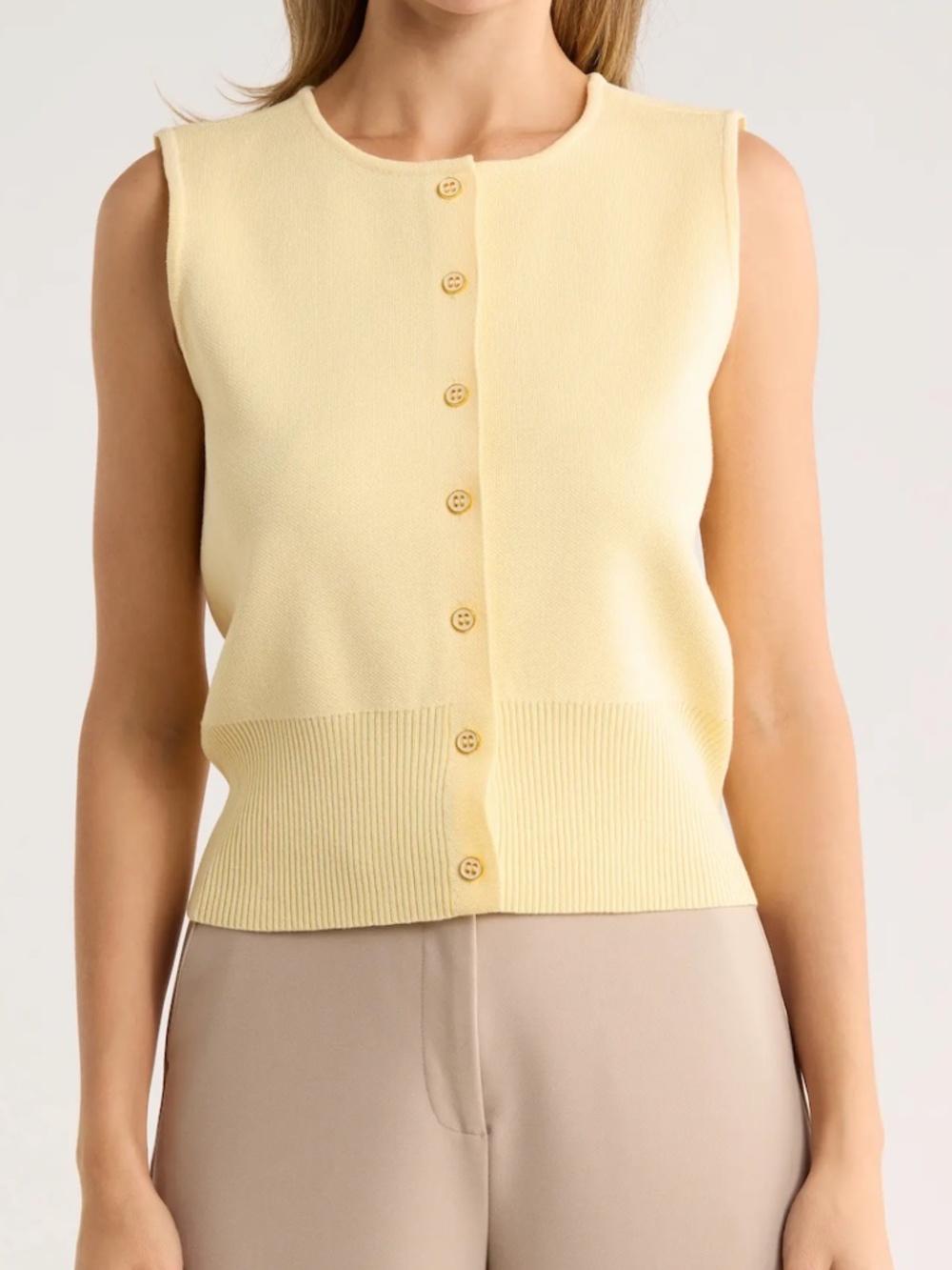 Butter Yellow button down vest
